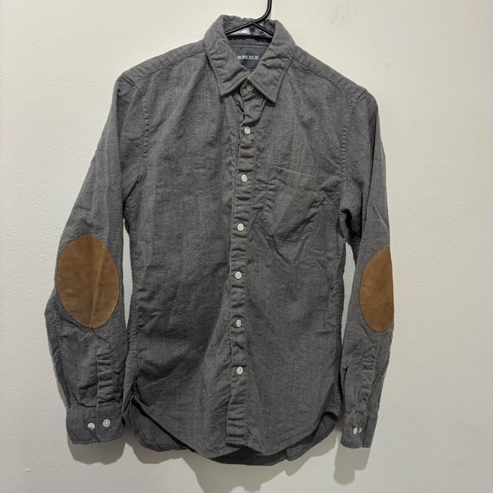 Bonobos Size Small Slim Fit Wool blend with elbow patches shirt